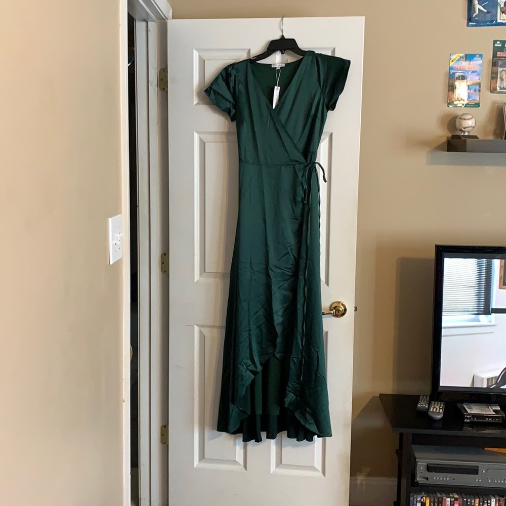 COPY - Baltic Born green Satin Wrap Gown